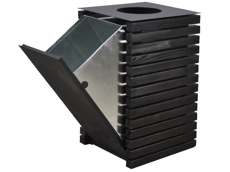 Урна сміттєва Урбан Люкс чорна (з відкидним баком) 430х430х700мм КОМПРЕД OL356/1